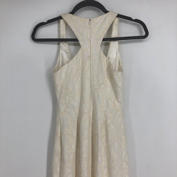 JayGodfrey White Paisley Jacquard Scoop Neck Front Slit Midi Length Dress 0 - Picture 11 of 16